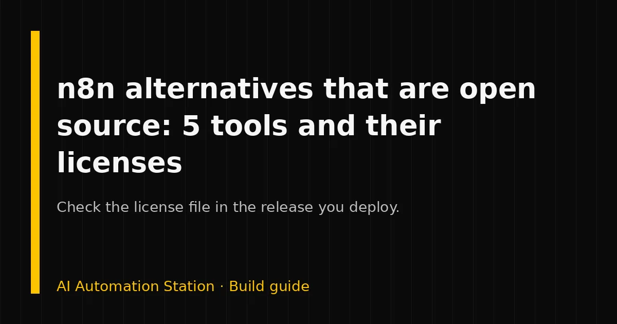 Five open-source workflow tools listed beside n8n with the license each project publishes